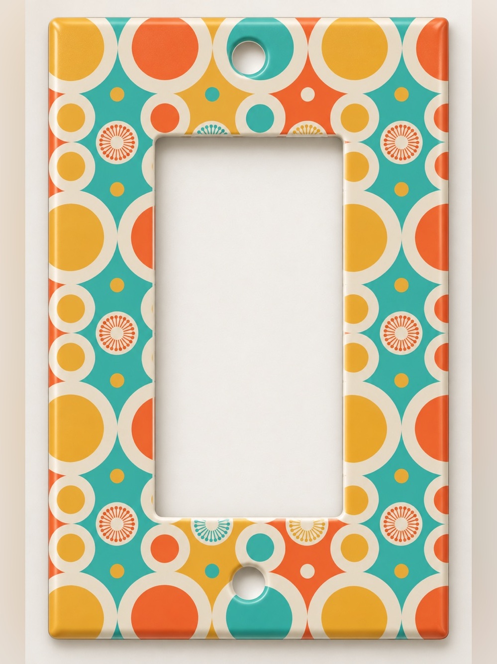 Handmade Retro Mod Circle Pattern Duplex Outlet Cover Plate